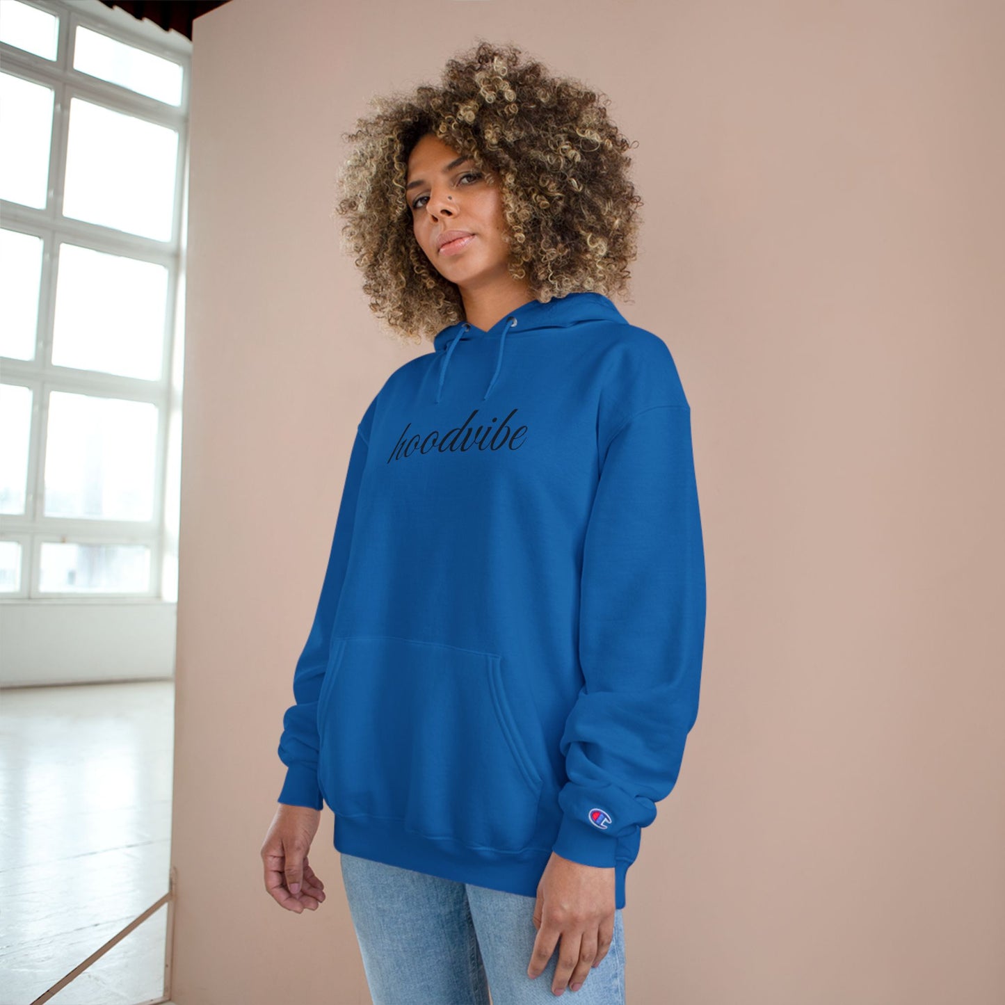 Champion Hoodie with 'Hoodvibe 8' Design - Perfect for Casual Style