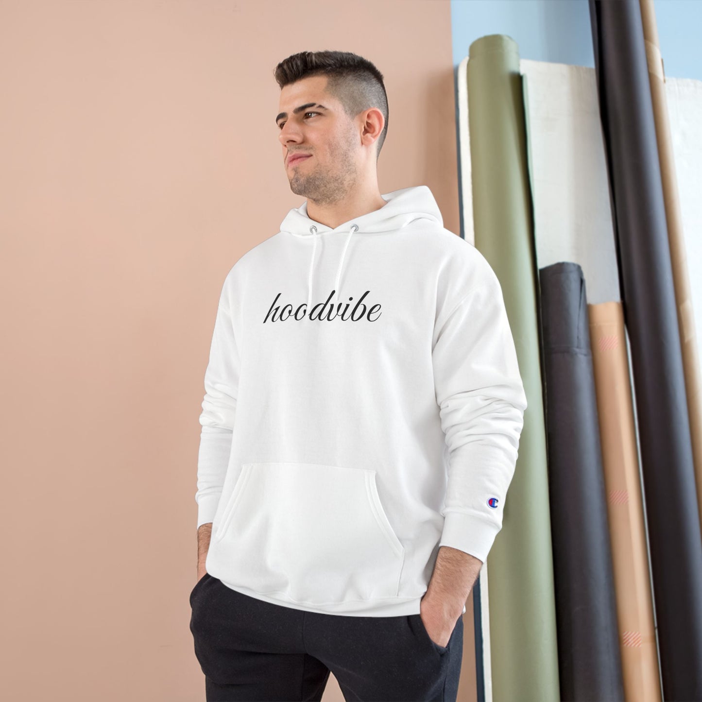Champion Hoodie with 'Hoodvibe 8' Design - Perfect for Casual Style