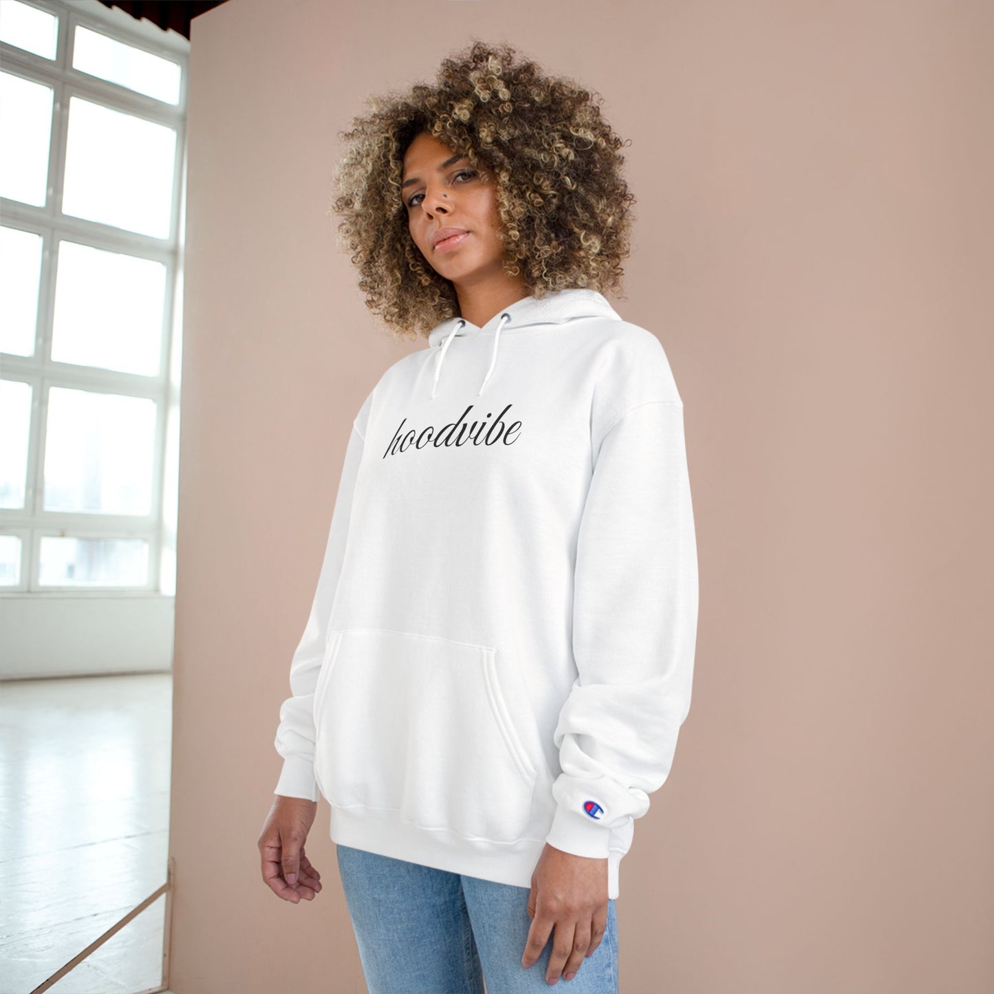Champion Hoodie with 'Hoodvibe 8' Design - Perfect for Casual Style
