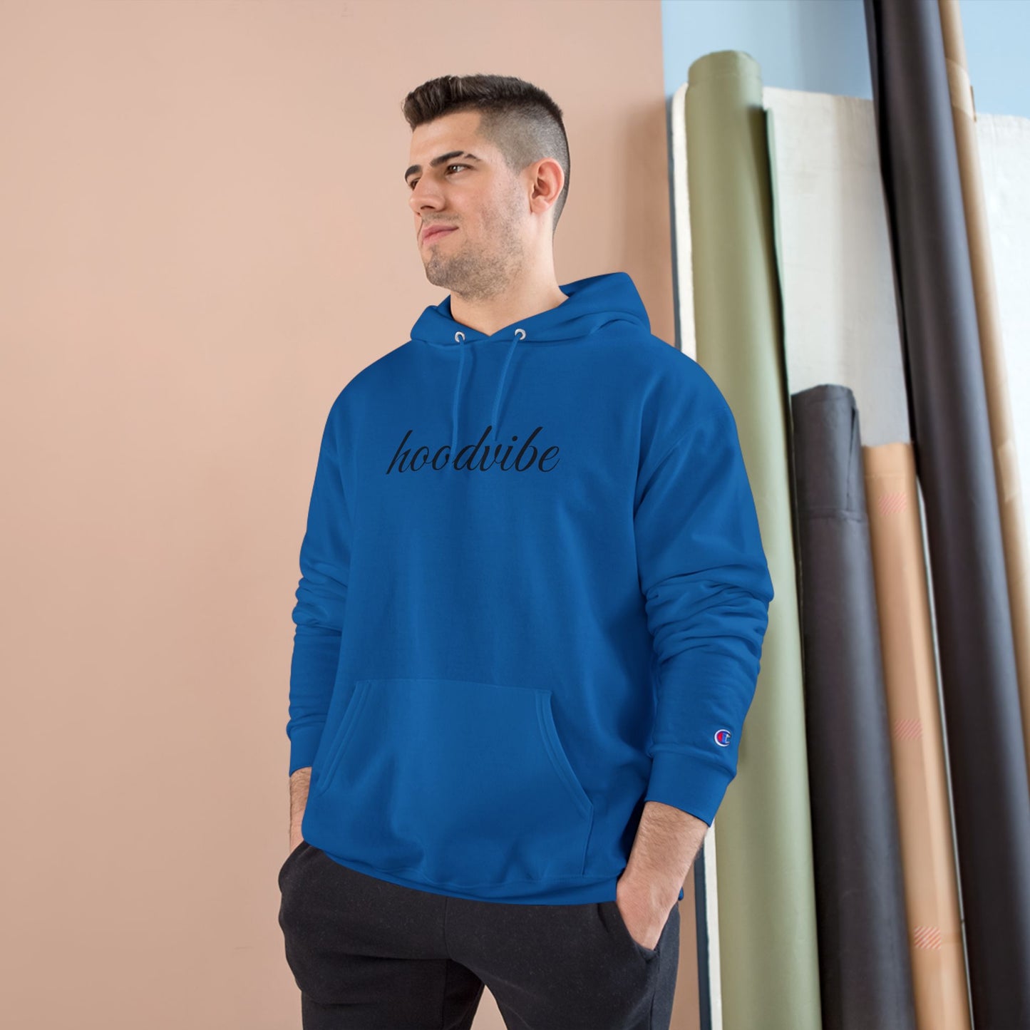 Champion Hoodie with 'Hoodvibe 8' Design - Perfect for Casual Style