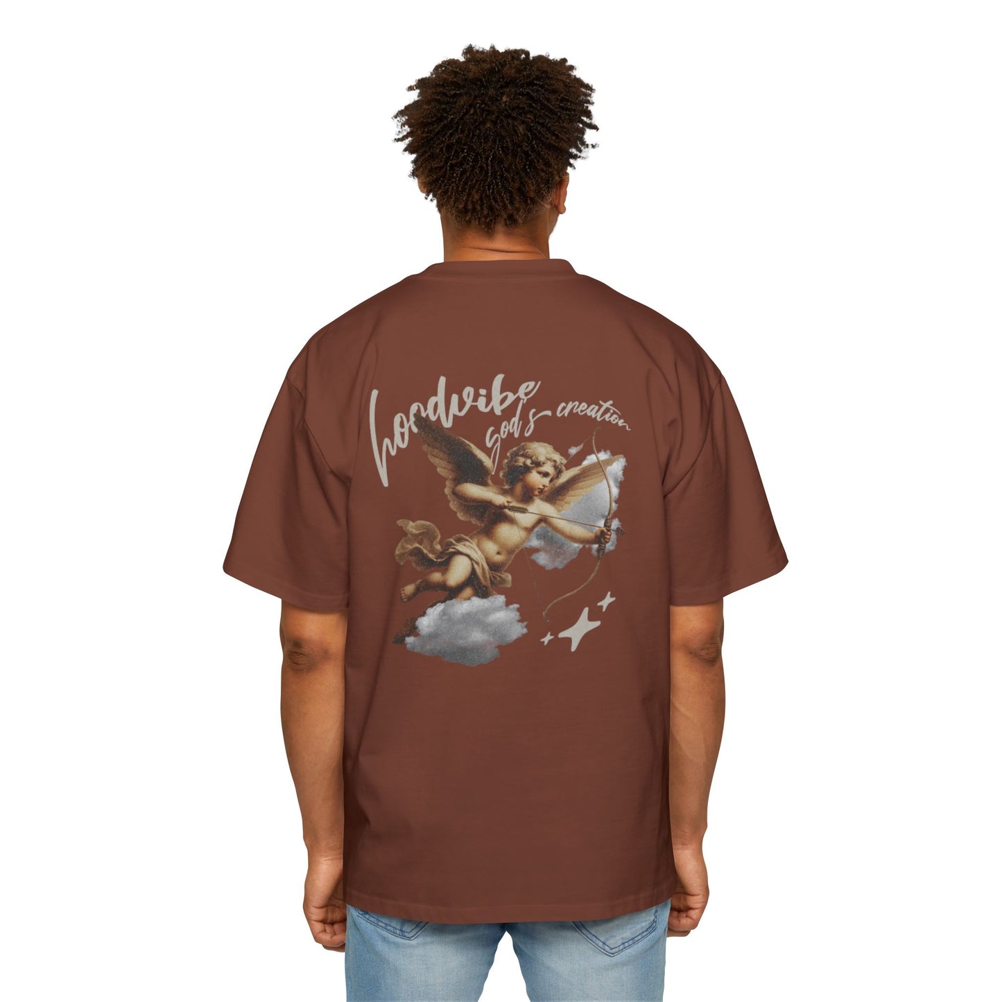 Men's Oversized Tee - Good Vibes Only Cupid Graphic Tee