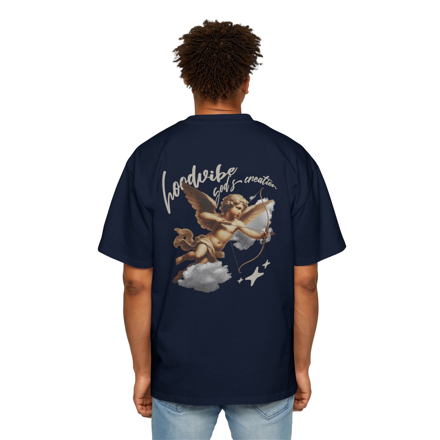 Men's Oversized Tee - Good Vibes Only Cupid Graphic Tee