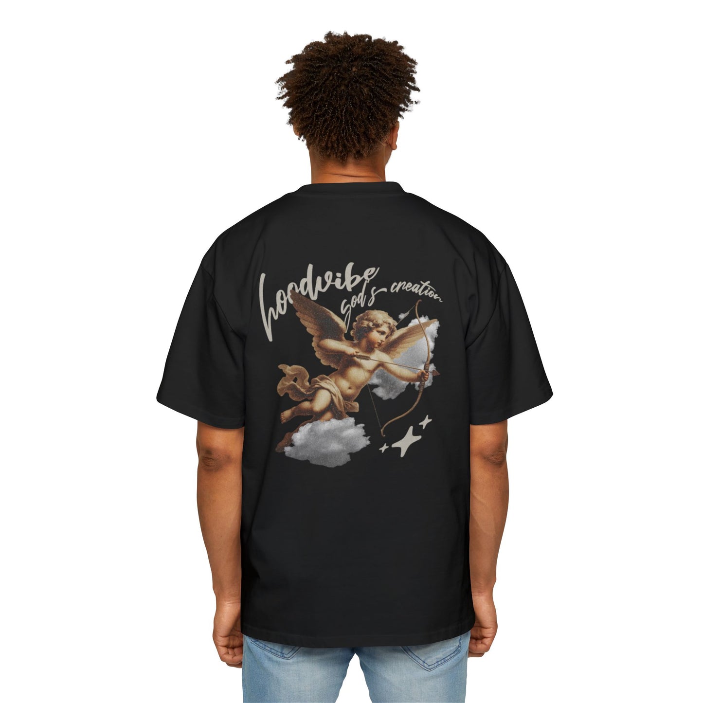 Men's Oversized Tee - Good Vibes Only Cupid Graphic Tee