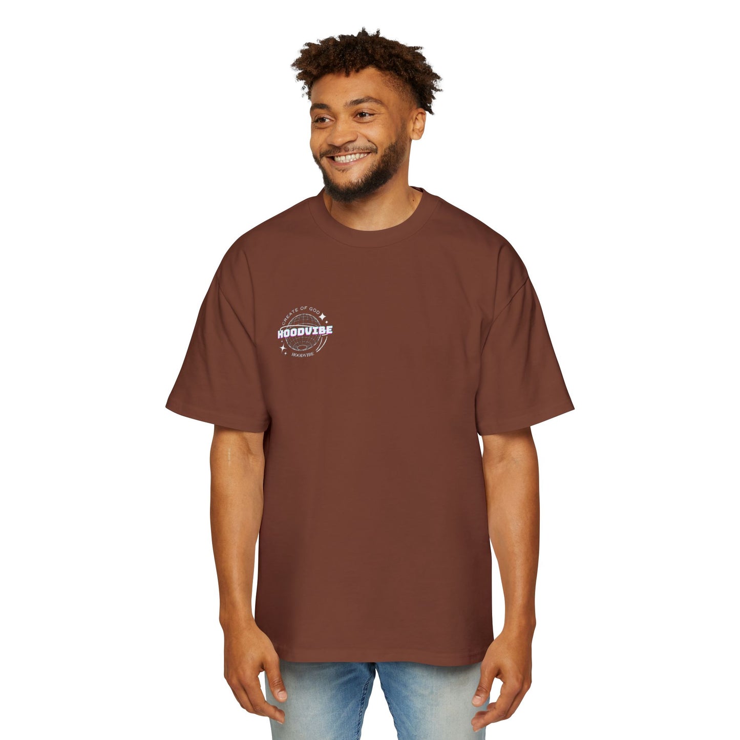 Men's Heavy Oversized Tee - Create Good Vibes Graphic, Streetwear Shirt, Relaxed Fit Top, Cool Casual Wear, Gift for Him