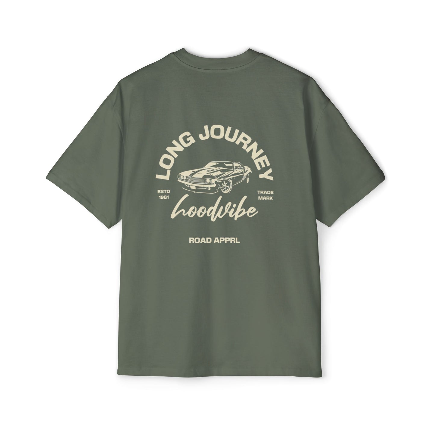 Men's Oversized Tee - Long Journey Graphic T-Shirt for Adventure Lovers