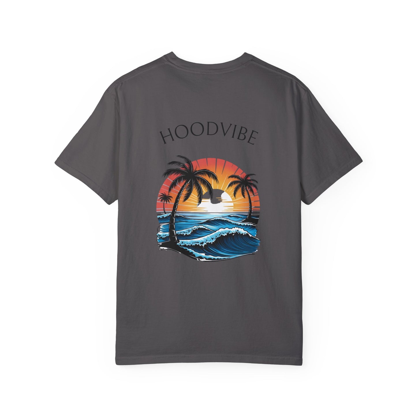 Hoodvibe Unisex Garment-Dyed T-Shirt - Beach Sunset Graphic Tee