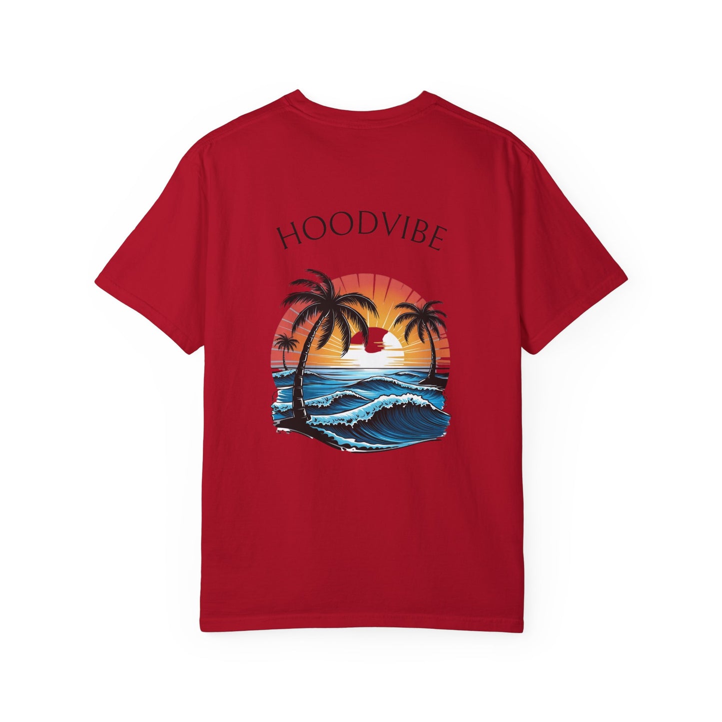 Hoodvibe Unisex Garment-Dyed T-Shirt - Beach Sunset Graphic Tee