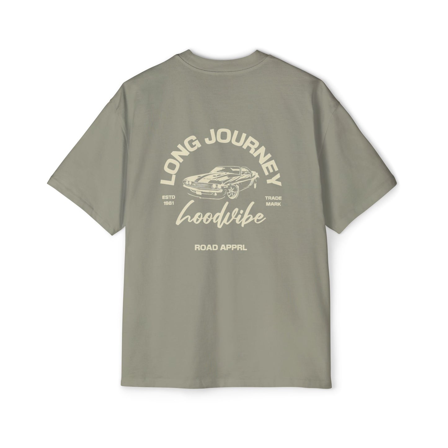 Men's Oversized Tee - Long Journey Graphic T-Shirt for Adventure Lovers