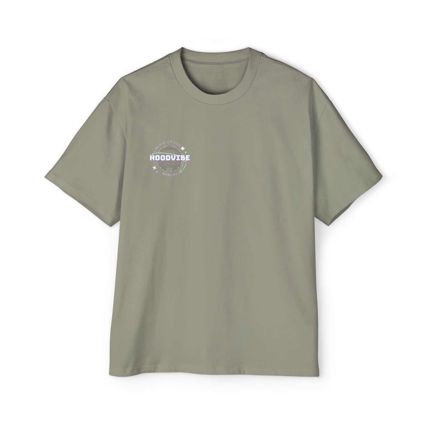 Men's Heavy Oversized Tee - Create Good Vibes Graphic, Streetwear Shirt, Relaxed Fit Top, Cool Casual Wear, Gift for Him