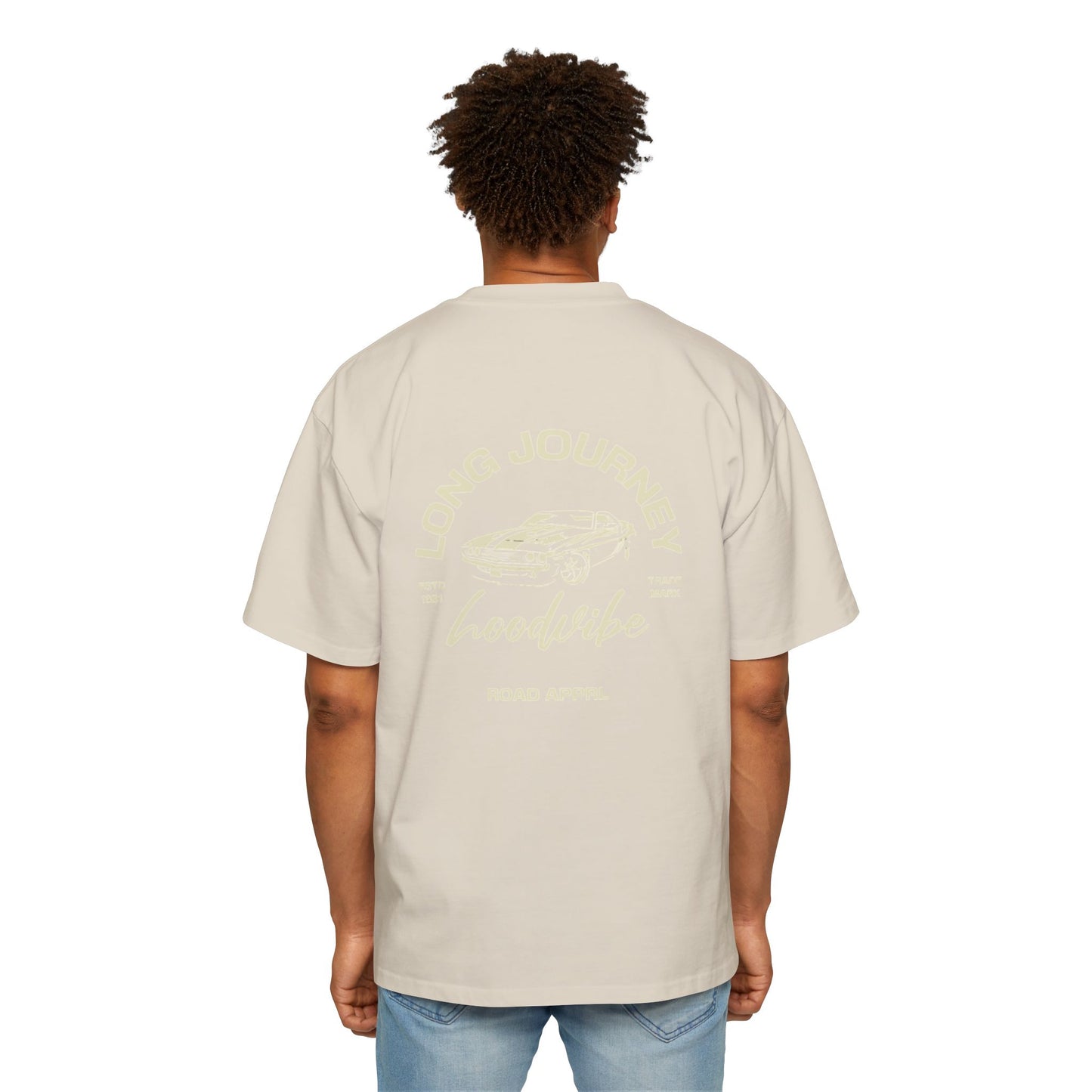 Men's Oversized Tee - Long Journey Graphic T-Shirt for Adventure Lovers