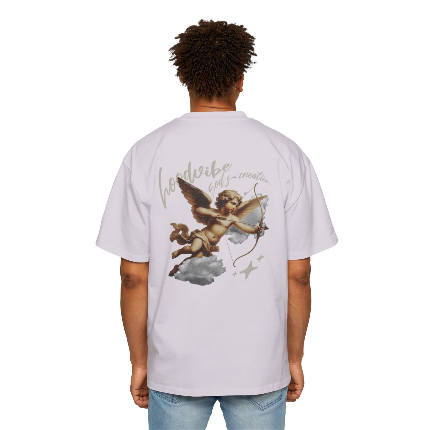 Men's Oversized Tee - Good Vibes Only Cupid Graphic Tee