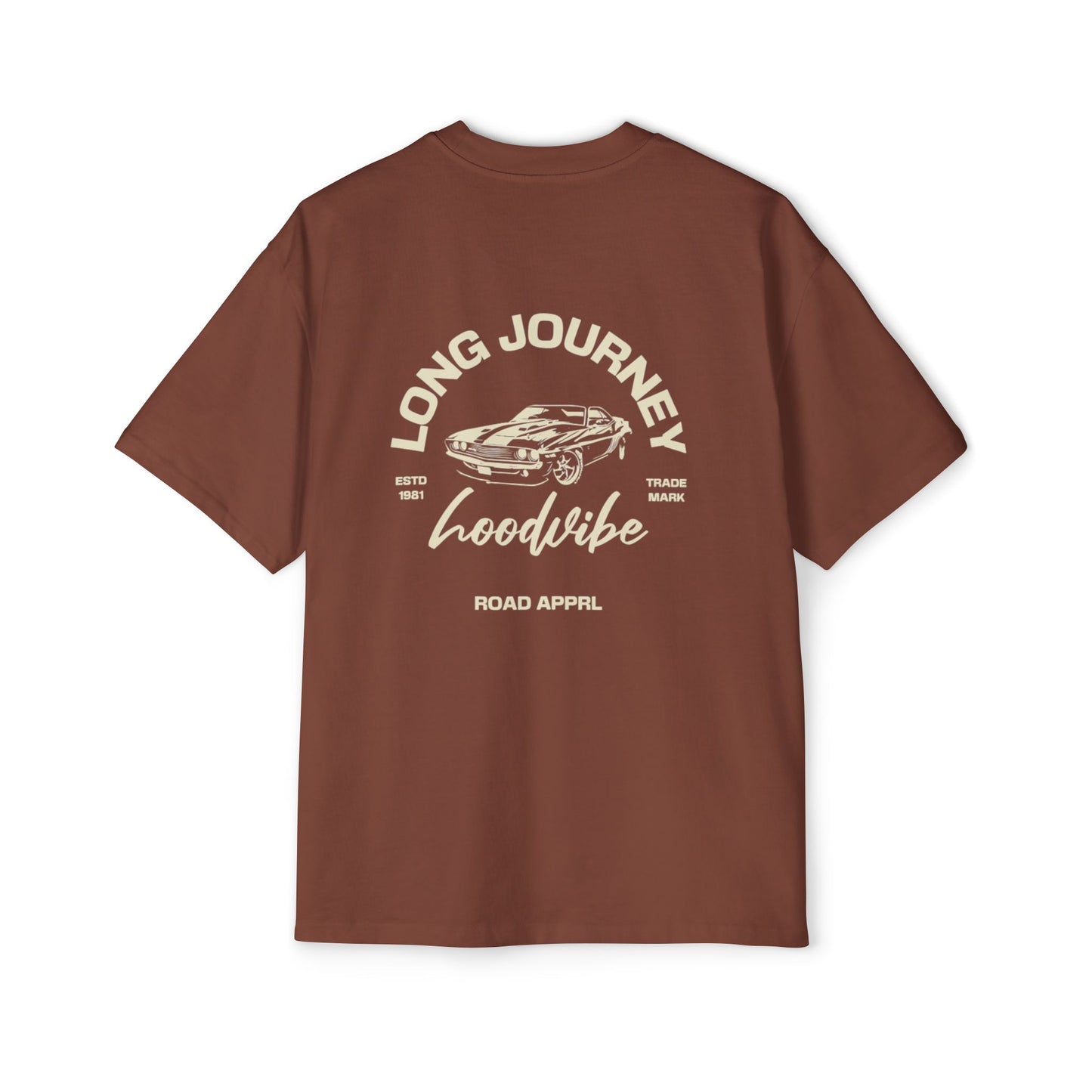 Men's Oversized Tee - Long Journey Graphic T-Shirt for Adventure Lovers