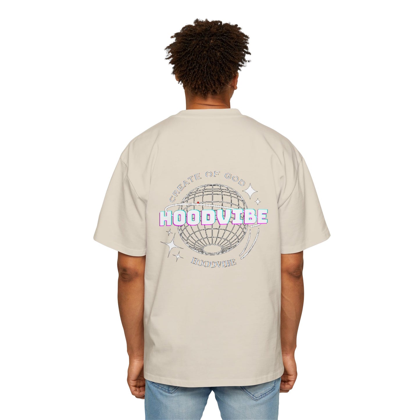 Men's Heavy Oversized Tee - Create Good Vibes Graphic, Streetwear Shirt, Relaxed Fit Top, Cool Casual Wear, Gift for Him