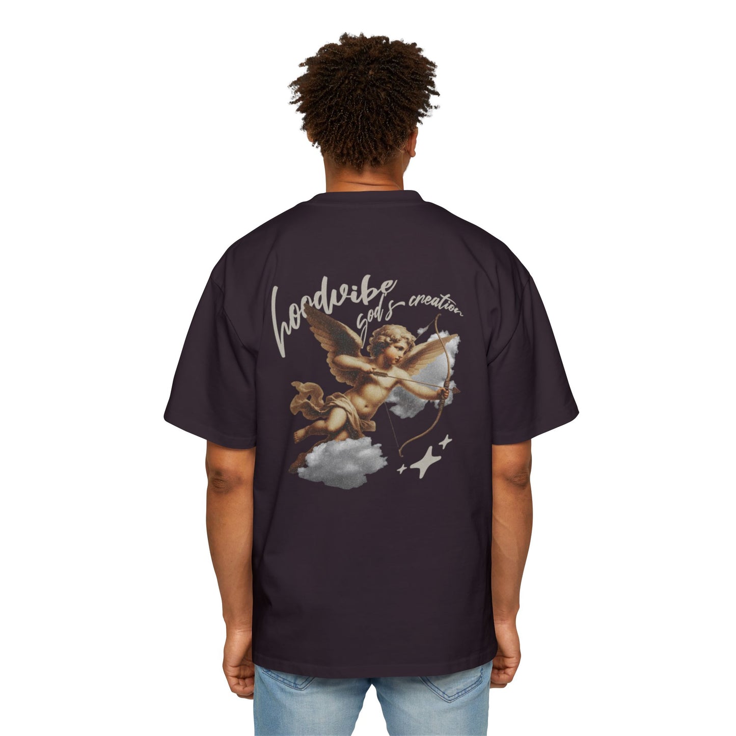 Men's Oversized Tee - Good Vibes Only Cupid Graphic Tee