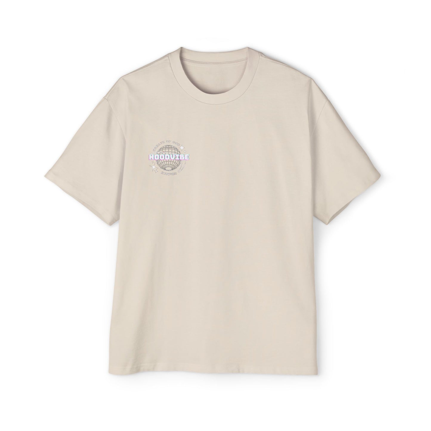 Men's Heavy Oversized Tee - Create Good Vibes Graphic, Streetwear Shirt, Relaxed Fit Top, Cool Casual Wear, Gift for Him