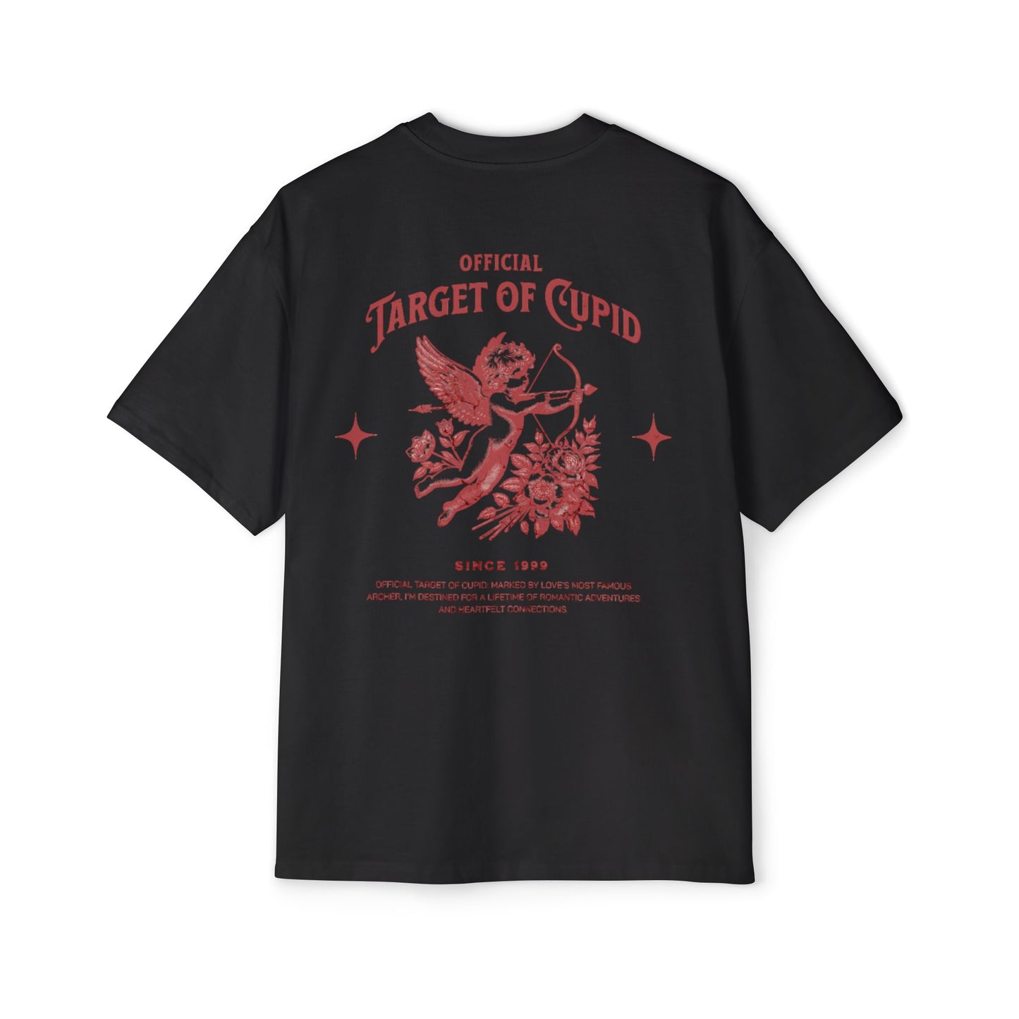 Men's Heavy Oversized Tee - Target of Cupid - Casual Streetwear for Valentine's Day