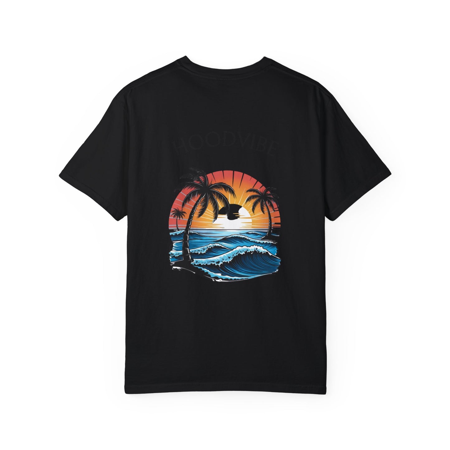 Hoodvibe Unisex Garment-Dyed T-Shirt - Beach Sunset Graphic Tee