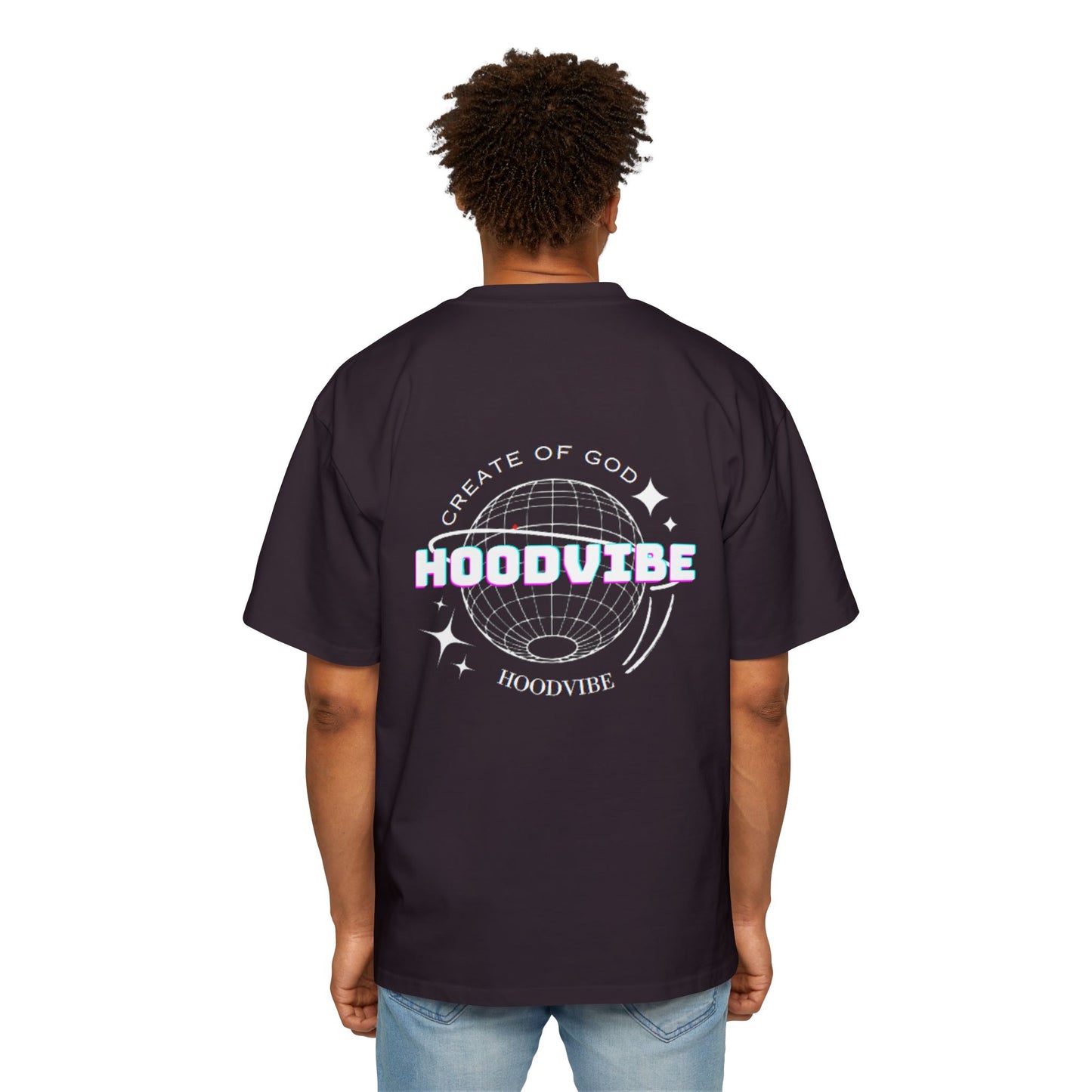 Men's Heavy Oversized Tee - Create Good Vibes Graphic, Streetwear Shirt, Relaxed Fit Top, Cool Casual Wear, Gift for Him
