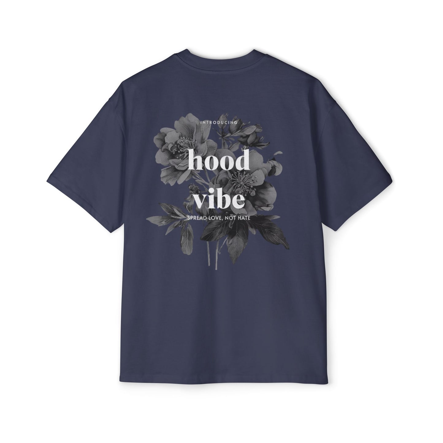 Men's Oversized Graphic Tee - Hood Vibe, Casual Streetwear, Floral Design, Unisex Fashion, Gift for Trendsetters