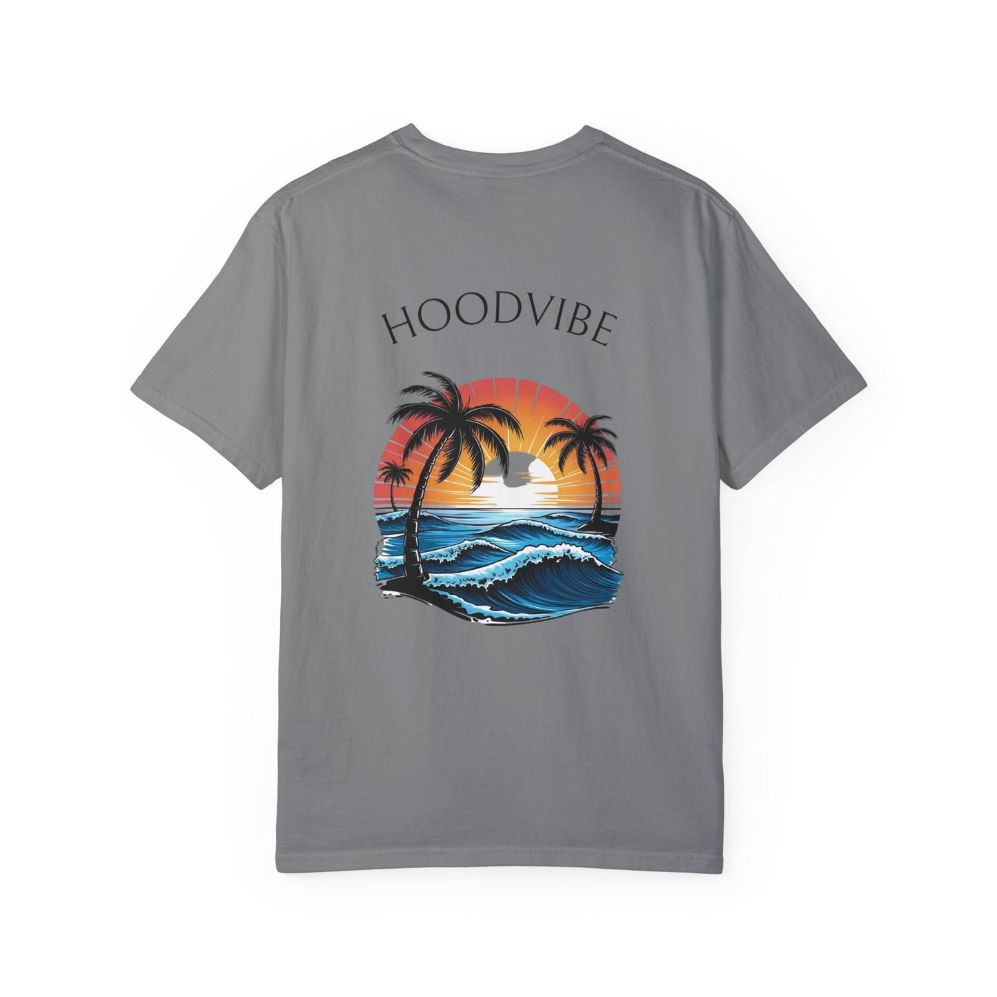 Hoodvibe Unisex Garment-Dyed T-Shirt - Beach Sunset Graphic Tee
