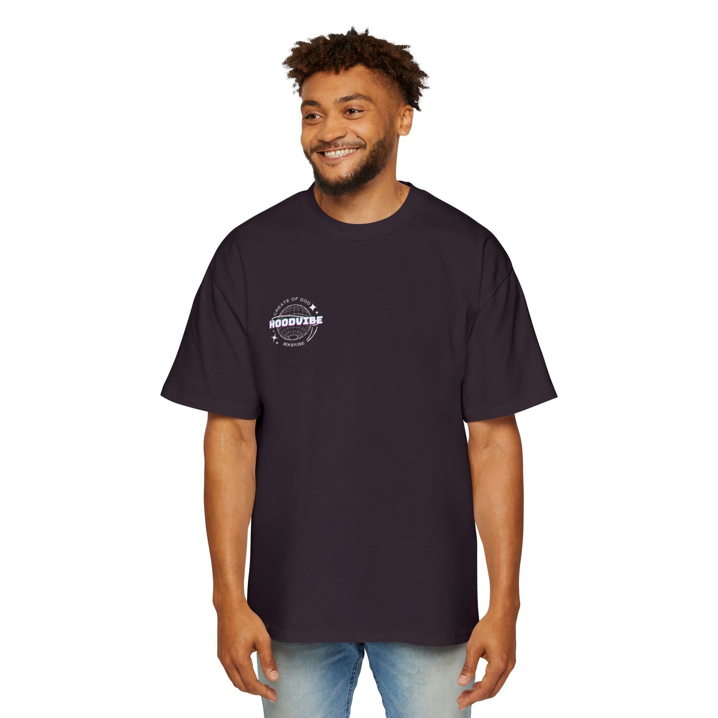 Men's Heavy Oversized Tee - Create Good Vibes Graphic, Streetwear Shirt, Relaxed Fit Top, Cool Casual Wear, Gift for Him