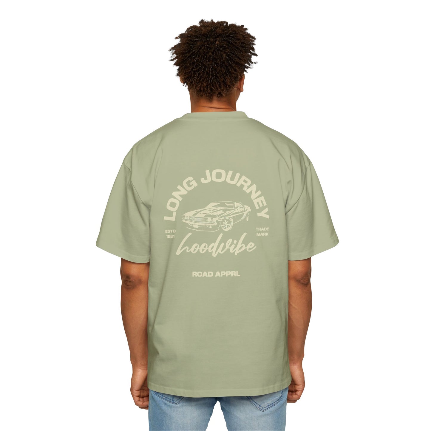 Men's Oversized Tee - Long Journey Graphic T-Shirt for Adventure Lovers