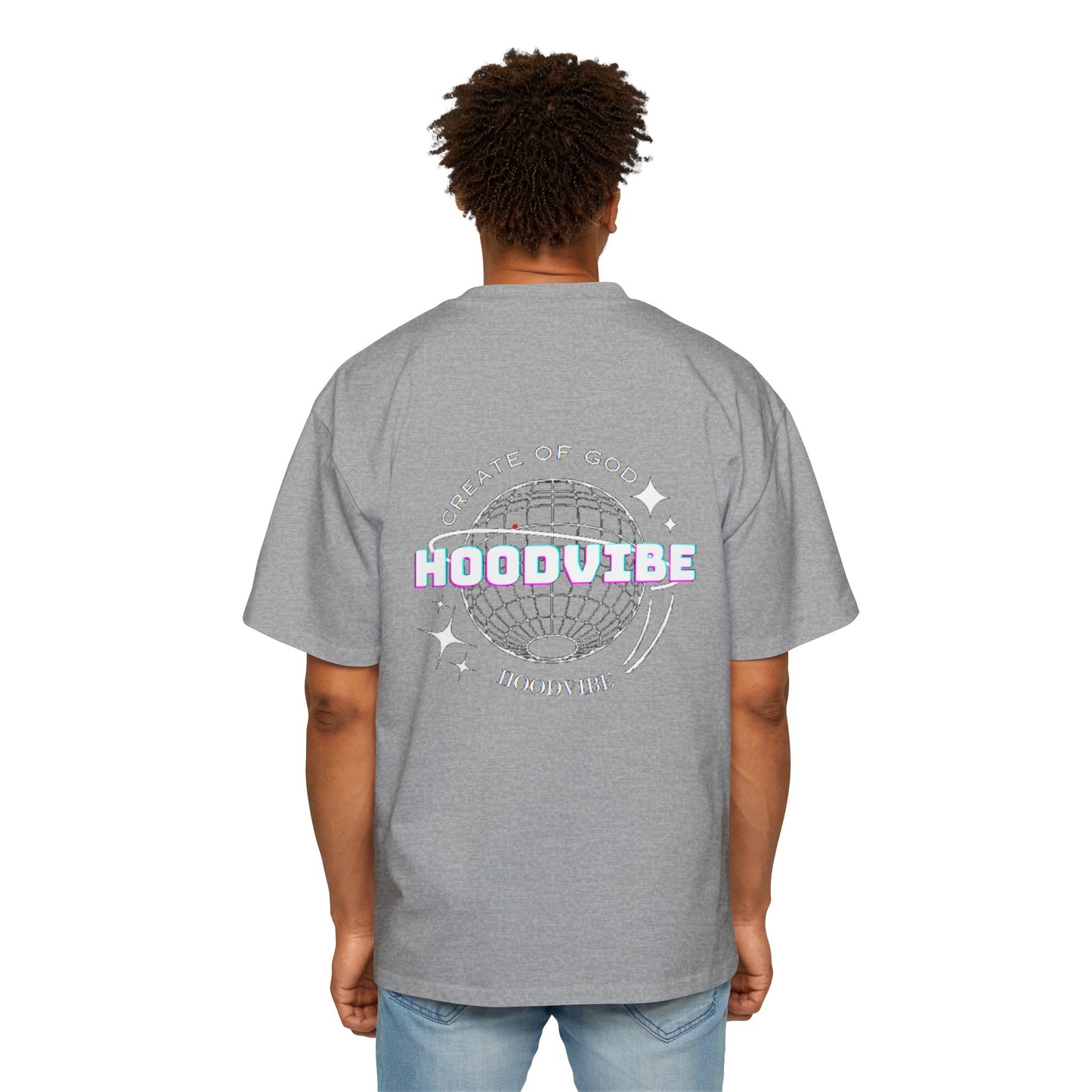Men's Heavy Oversized Tee - Create Good Vibes Graphic, Streetwear Shirt, Relaxed Fit Top, Cool Casual Wear, Gift for Him