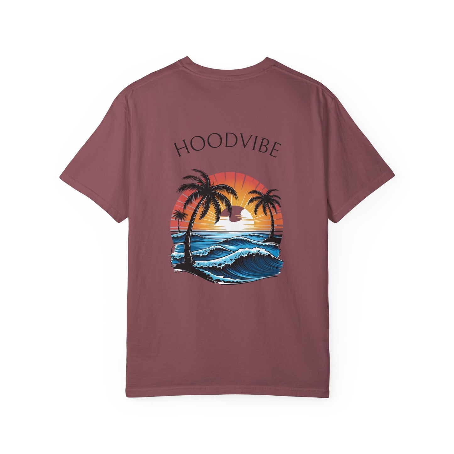 Hoodvibe Unisex Garment-Dyed T-Shirt - Beach Sunset Graphic Tee