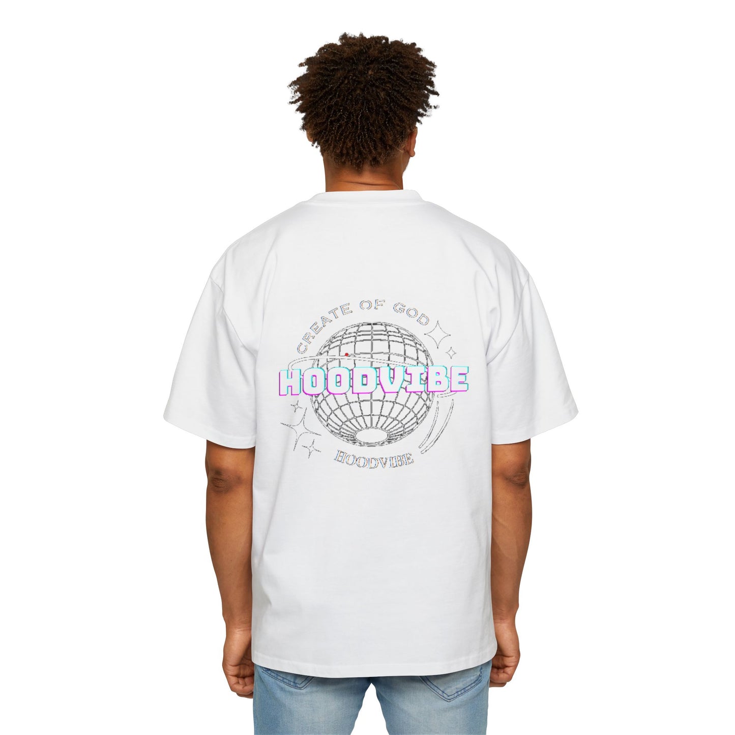 Men's Heavy Oversized Tee - Create Good Vibes Graphic, Streetwear Shirt, Relaxed Fit Top, Cool Casual Wear, Gift for Him
