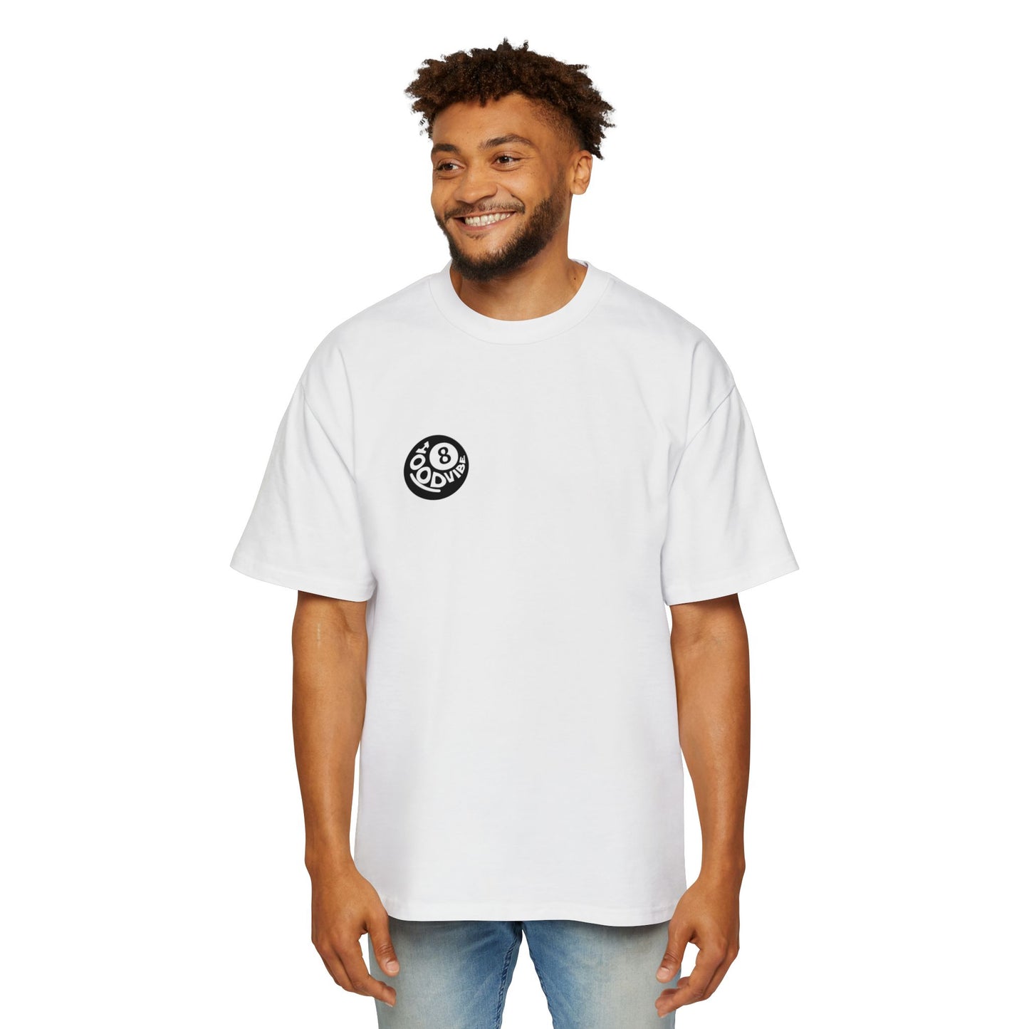 Men's Heavy Oversized Tee - Cool Vibes Graphic Tee for Relaxed Style