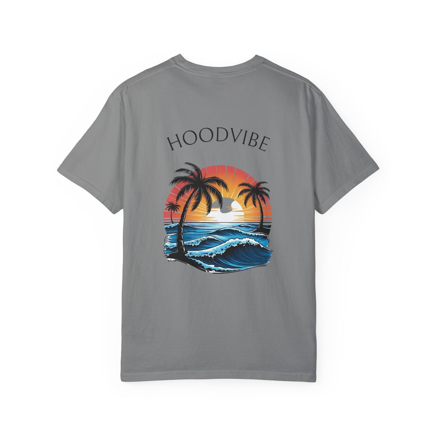 Hoodvibe Unisex Garment-Dyed T-Shirt - Beach Sunset Graphic Tee