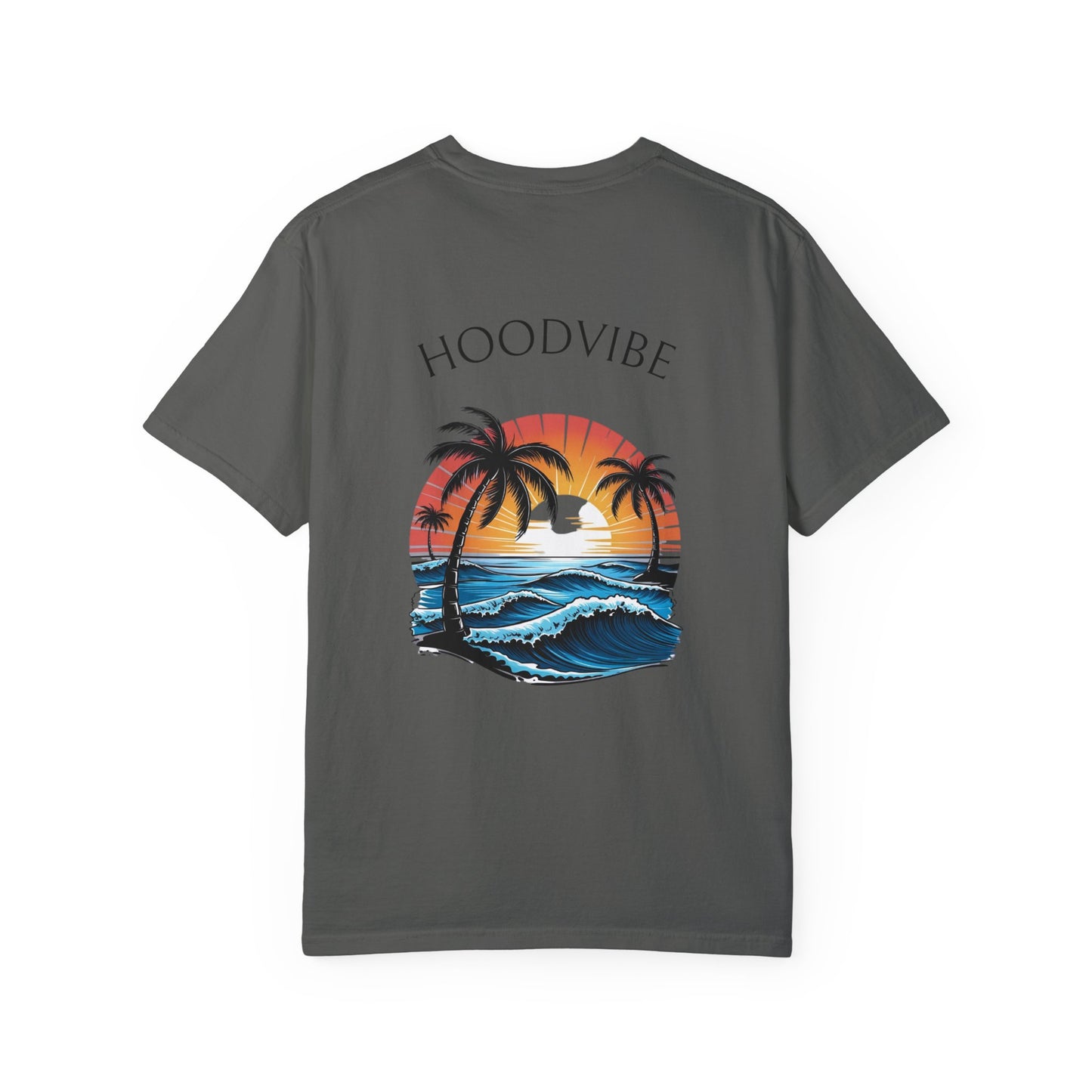 Hoodvibe Unisex Garment-Dyed T-Shirt - Beach Sunset Graphic Tee