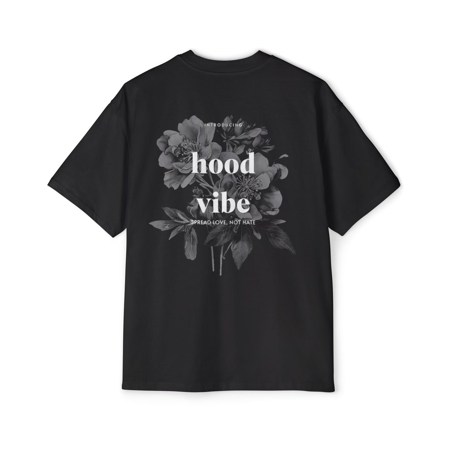 Men's Oversized Graphic Tee - Hood Vibe, Casual Streetwear, Floral Design, Unisex Fashion, Gift for Trendsetters
