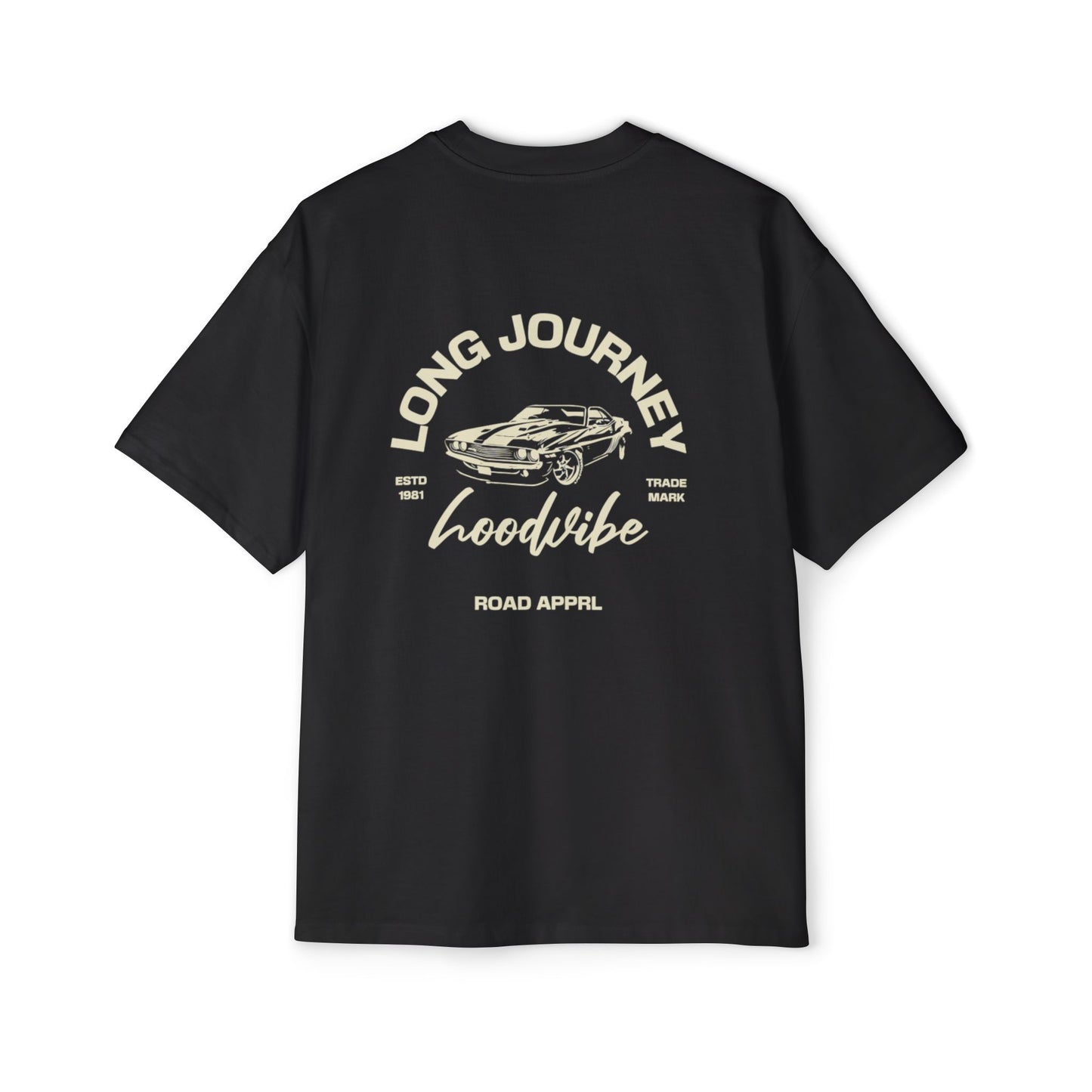 Men's Oversized Tee - Long Journey Graphic T-Shirt for Adventure Lovers