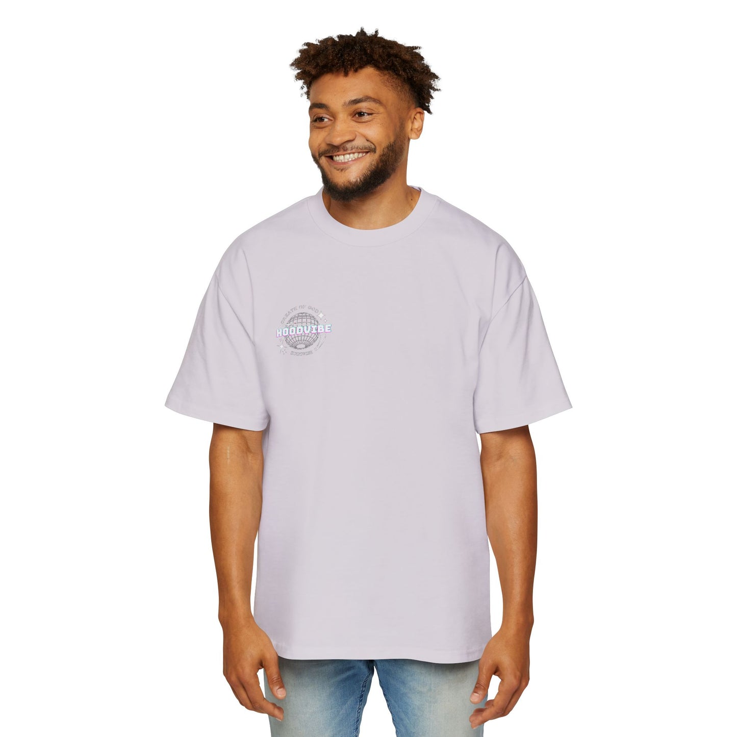 Men's Heavy Oversized Tee - Create Good Vibes Graphic, Streetwear Shirt, Relaxed Fit Top, Cool Casual Wear, Gift for Him