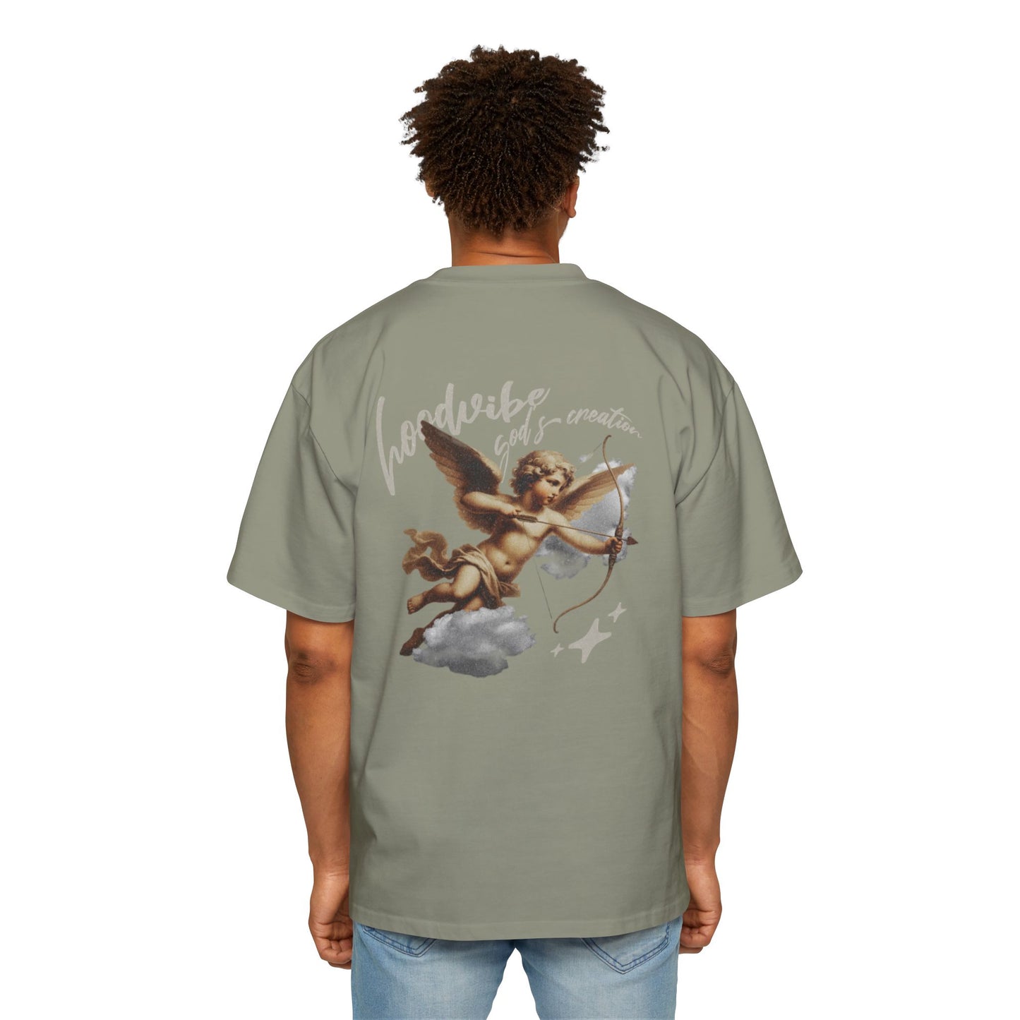 Men's Oversized Tee - Good Vibes Only Cupid Graphic Tee