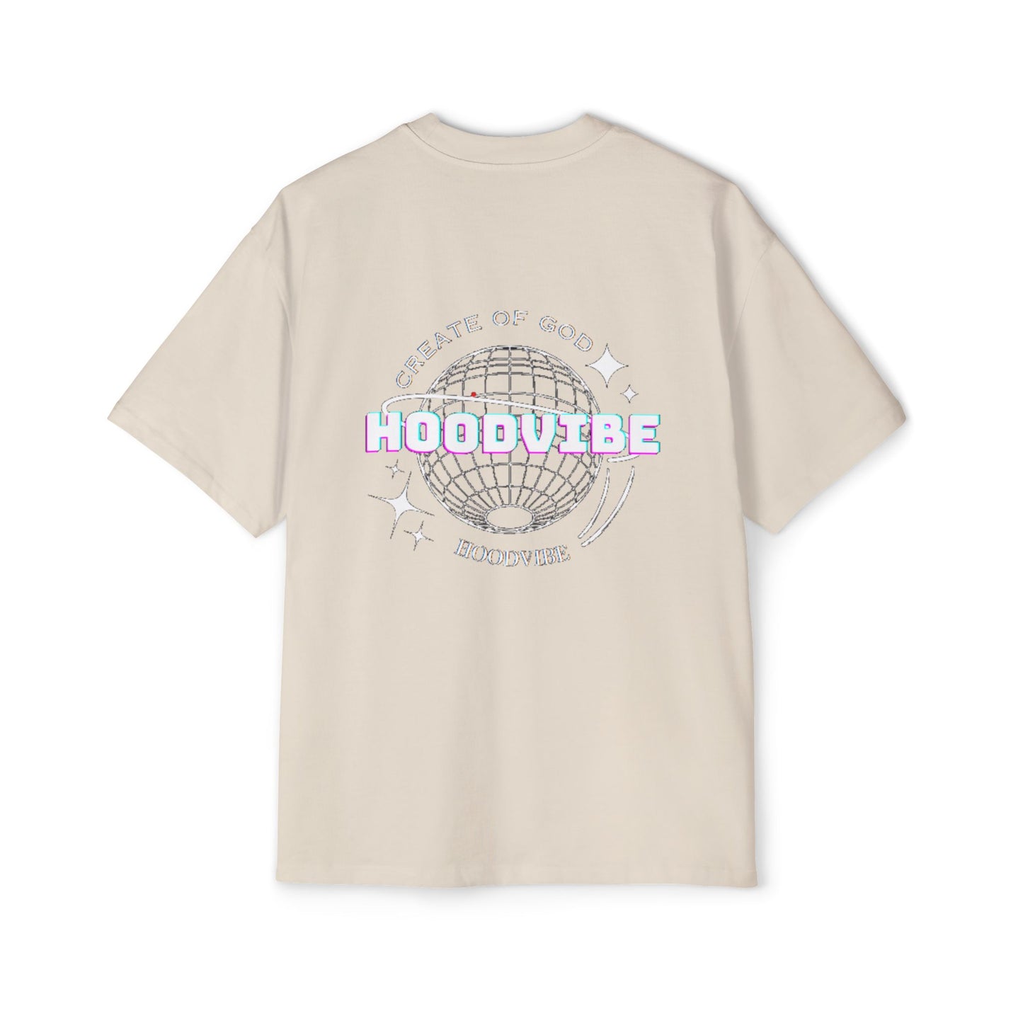 Men's Heavy Oversized Tee - Create Good Vibes Graphic, Streetwear Shirt, Relaxed Fit Top, Cool Casual Wear, Gift for Him