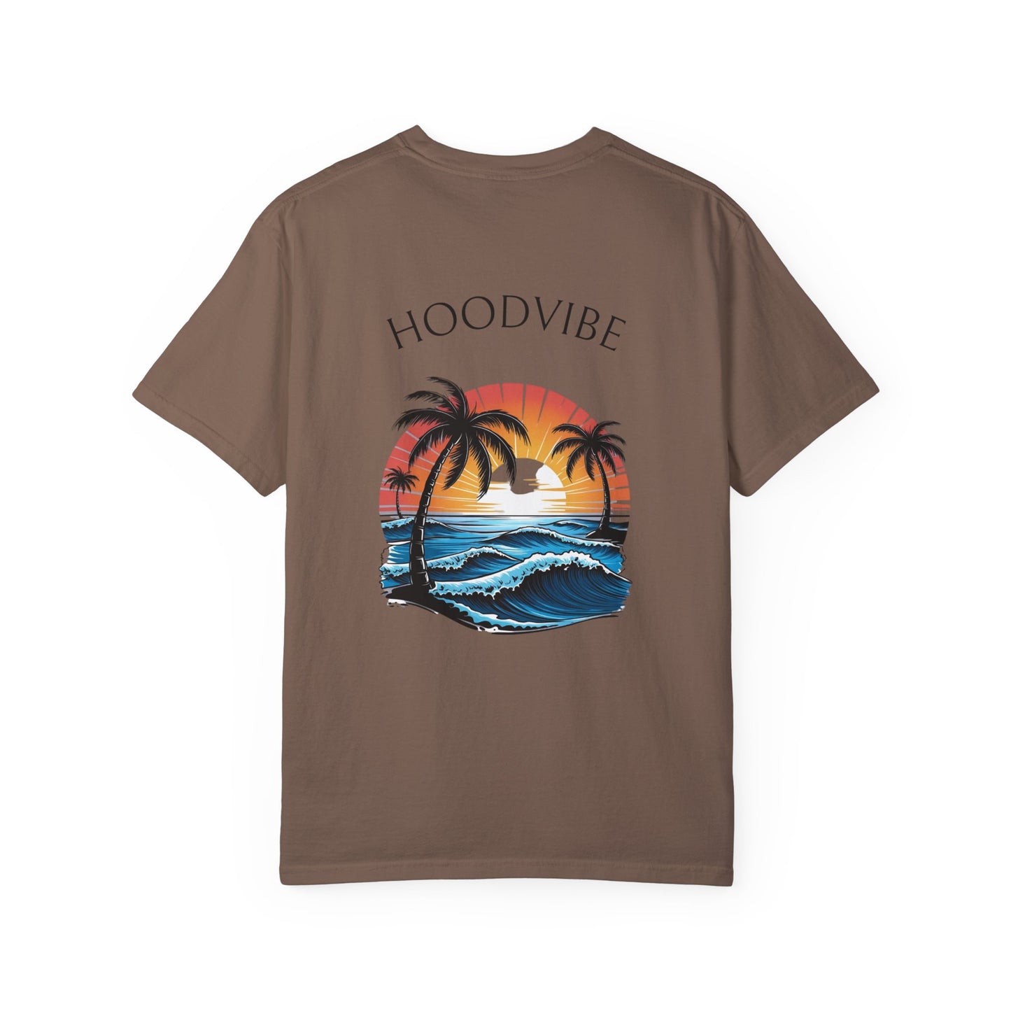 Hoodvibe Unisex Garment-Dyed T-Shirt - Beach Sunset Graphic Tee