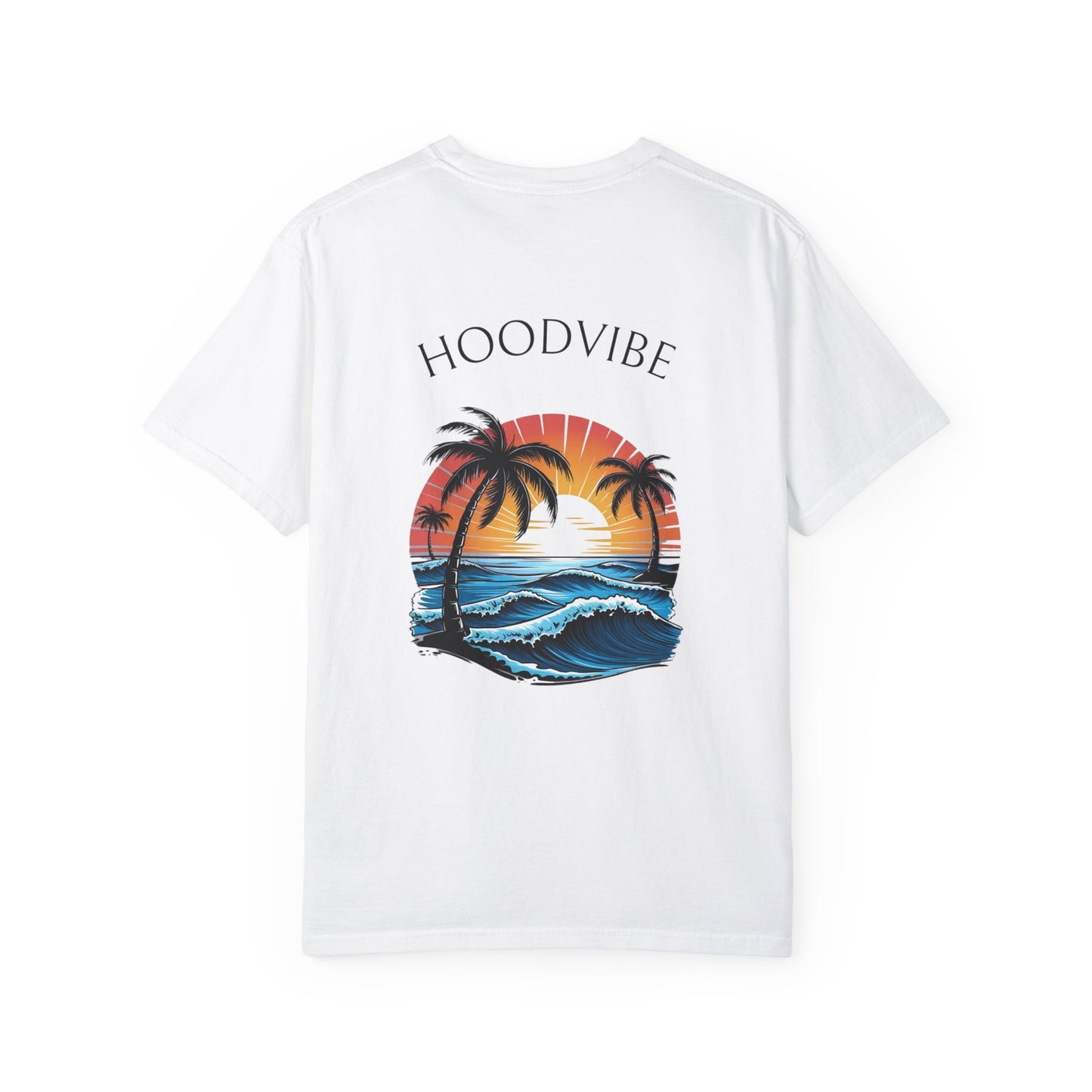 Hoodvibe Unisex Garment-Dyed T-Shirt - Beach Sunset Graphic Tee