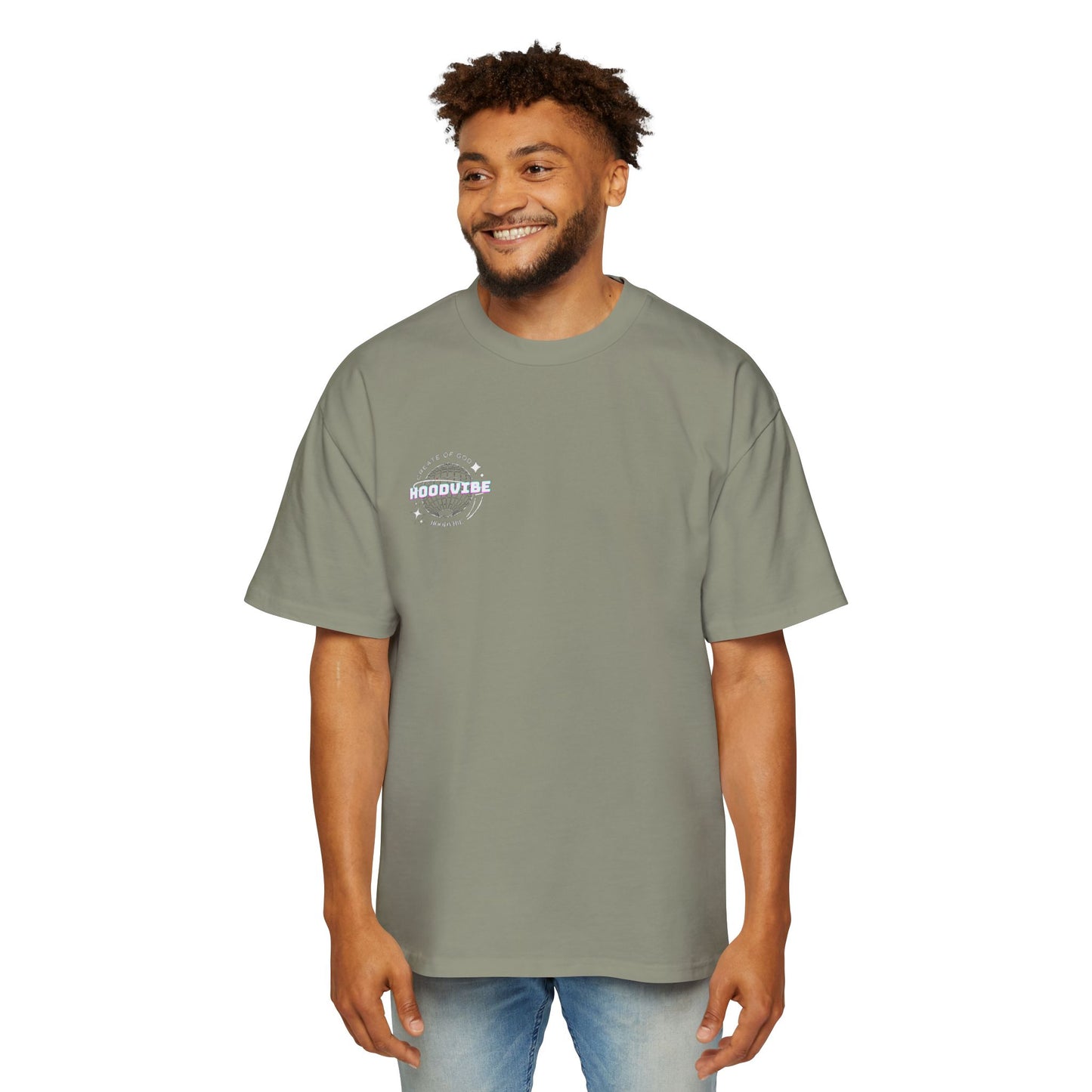 Men's Heavy Oversized Tee - Create Good Vibes Graphic, Streetwear Shirt, Relaxed Fit Top, Cool Casual Wear, Gift for Him