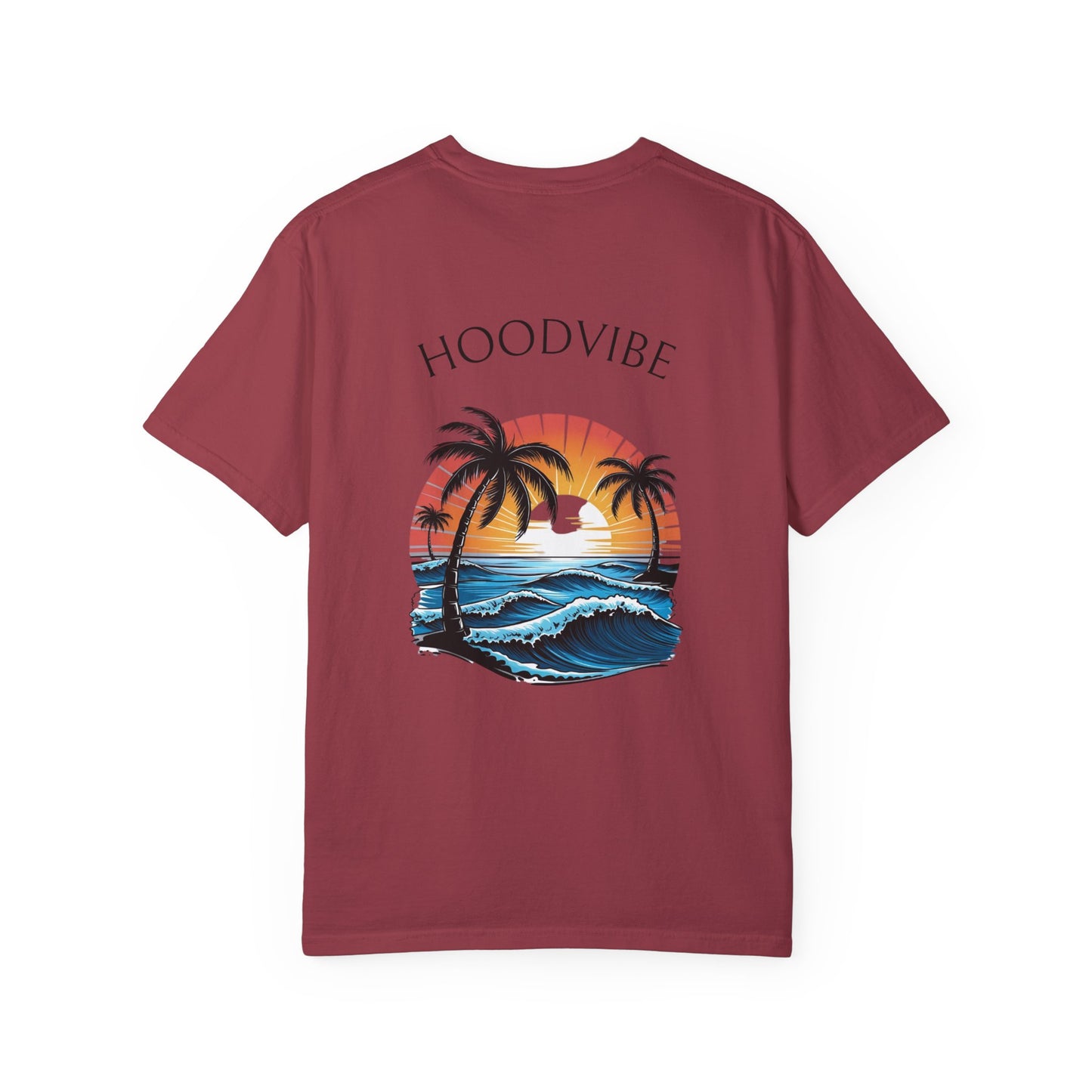 Hoodvibe Unisex Garment-Dyed T-Shirt - Beach Sunset Graphic Tee