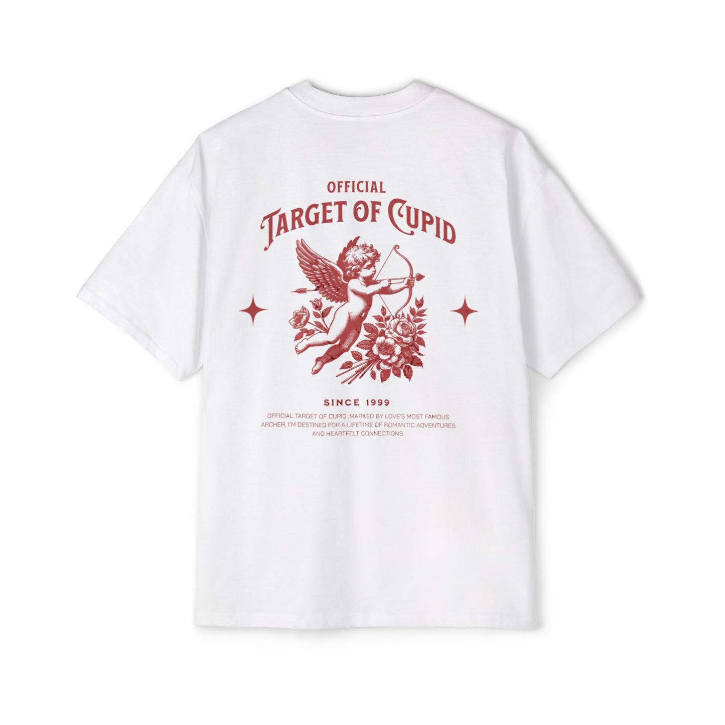 Men's Heavy Oversized Tee - Target of Cupid - Casual Streetwear for Valentine's Day
