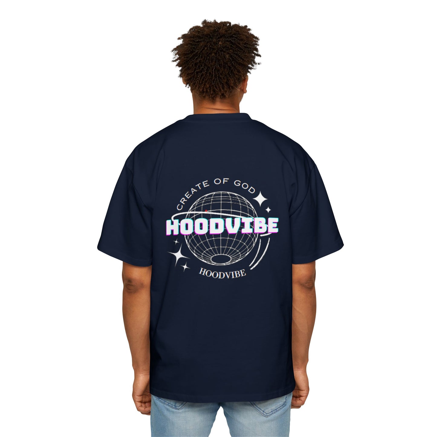 Men's Heavy Oversized Tee - Create Good Vibes Graphic, Streetwear Shirt, Relaxed Fit Top, Cool Casual Wear, Gift for Him