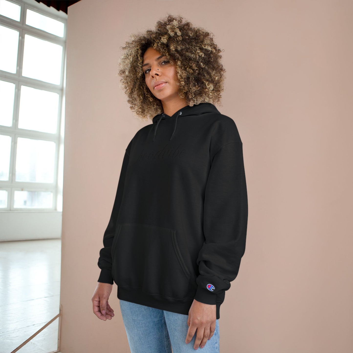 Champion Hoodie with 'Hoodvibe 8' Design - Perfect for Casual Style