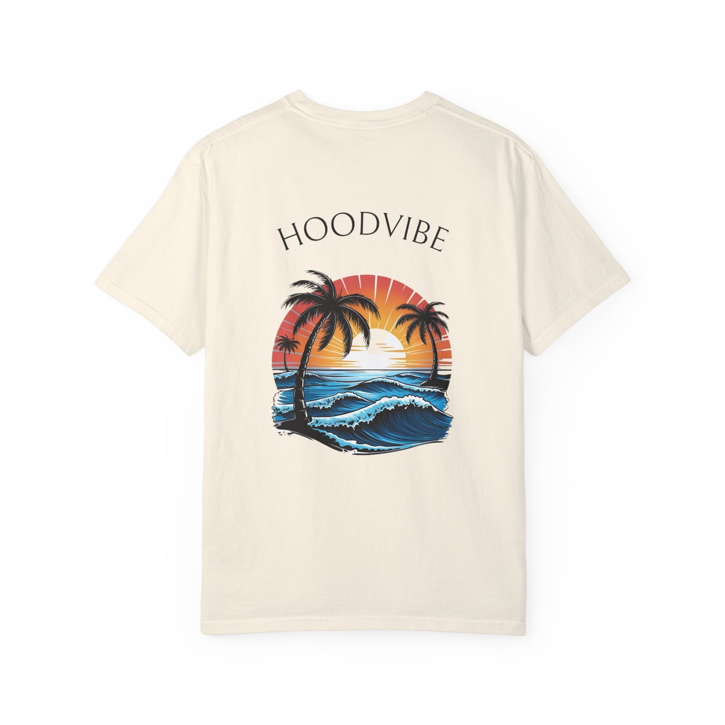 Hoodvibe Unisex Garment-Dyed T-Shirt - Beach Sunset Graphic Tee