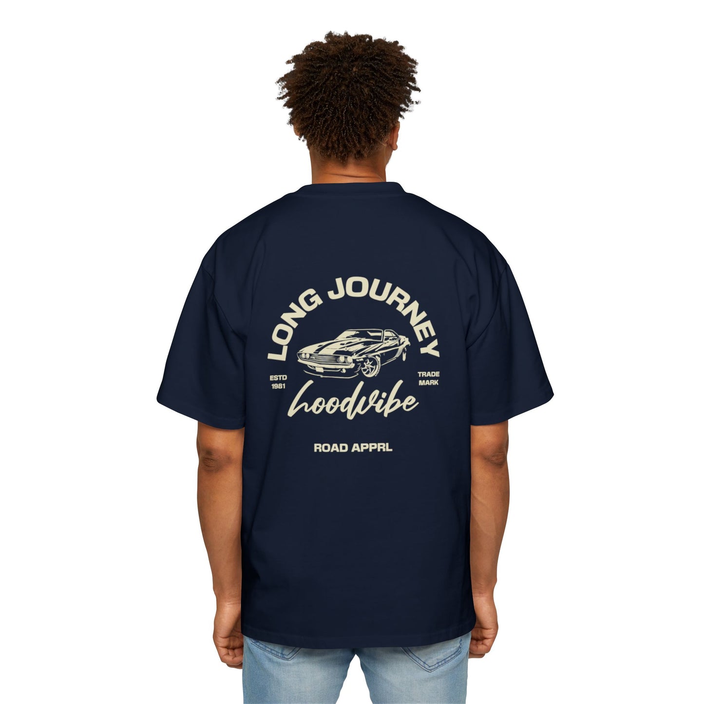 Men's Oversized Tee - Long Journey Graphic T-Shirt for Adventure Lovers
